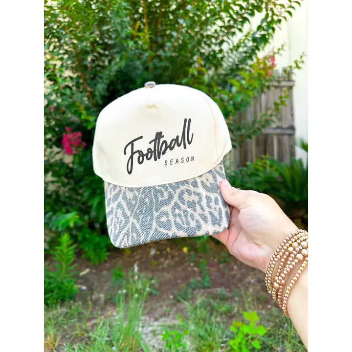 Football Season Washed Leopard Canvas Trucker