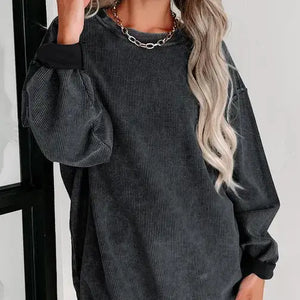 Waffle Knit Gray Sweatshirt