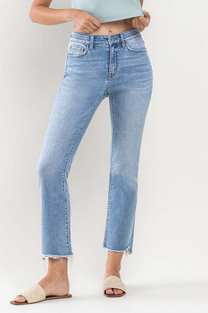 High Rise Raw Step Crop Flare Jeans