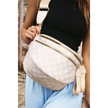 Checkered Print Large Crossbody