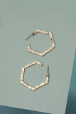Hammered Hexagon Hoop Earrings