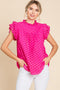 Eyelet Layer Ruffled Shoulder Top