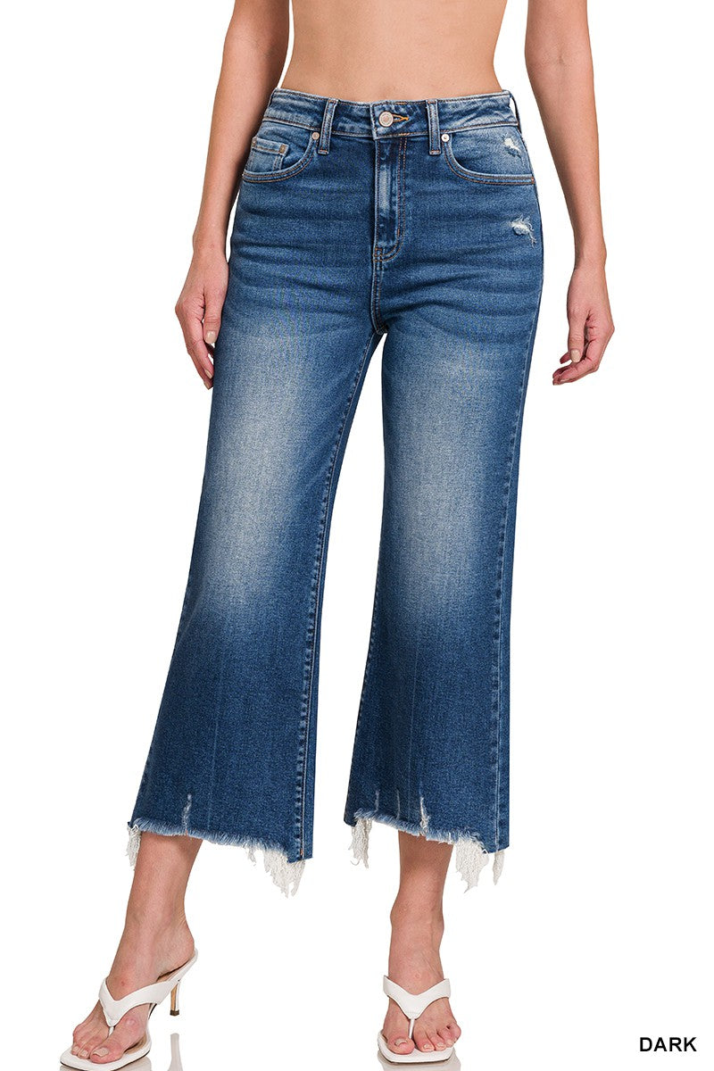 Mid Rise Straight Raw Hem Jean