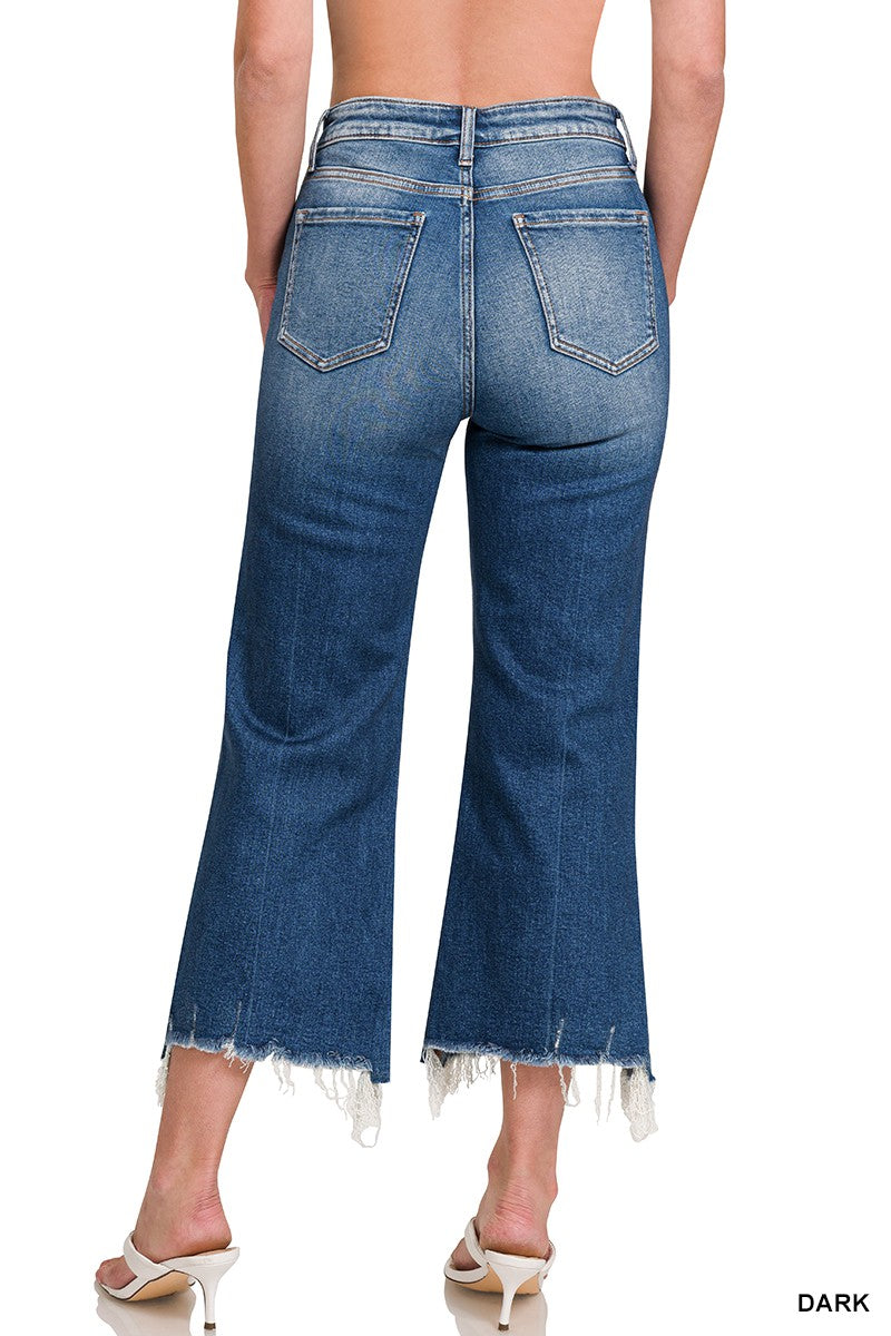 Mid Rise Straight Raw Hem Jean