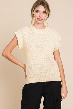 Textured Knit Slay Sleeves Top