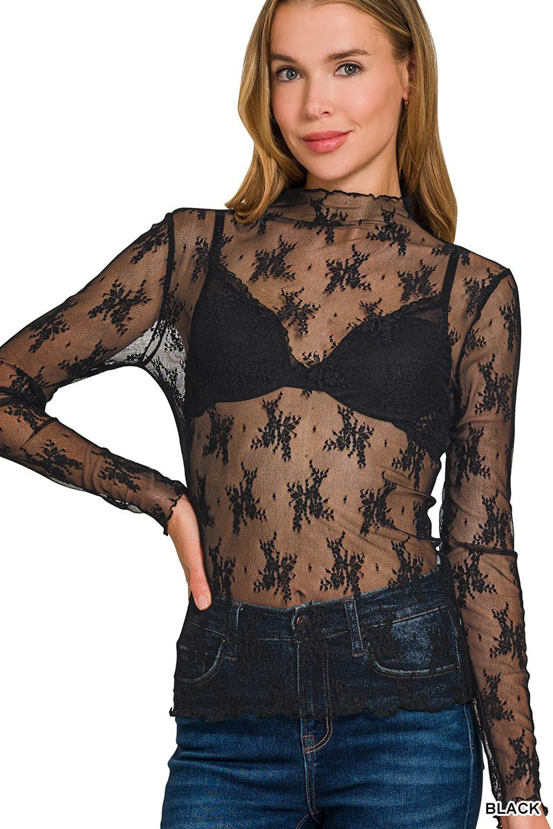 Lace Layering top Black