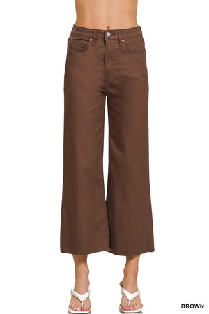 High Rise Cropped Brown Pants