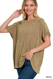 Washed Ribbed Short Sleeve Top Mocha