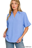 Collared V Neck Top