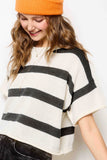 Lightweight Stripe Sweater Short Sleeve Top