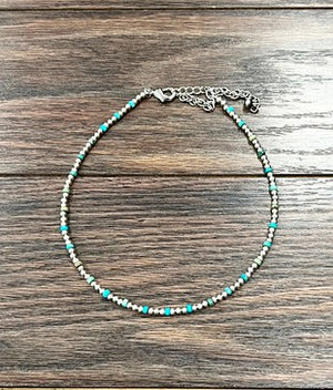 15" Long Handmade Navajo Pearl Gemstone Necklace