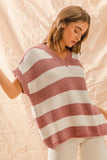 Loose Fit Vneck Stripe Sweater Top