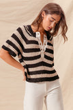 Eyelet Stripe Sweater Top