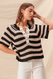 Eyelet Stripe Sweater Top