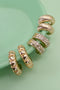 Trio Rhinestone Textured Huggie Hoop Earrings