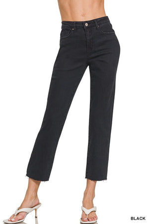 Black Acid Wash Cropped Pants