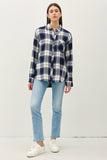 Navy Plaid Flannel Button Down Shirt