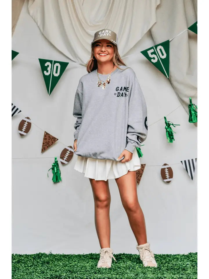 Game Day Football Lt Gray Sweatshirt