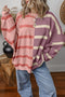 Stripe Colorblock Oversized Sweater Pink