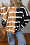 Stripe Colorblock Oversized Sweater Beige