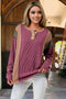 Rib Colorblock Button Front Top