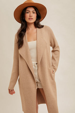 Drape Collar Longline Cardigan/Coat