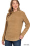 Chenille Waffle Round Neck Sweater