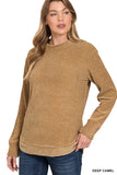 Chenille Waffle Round Neck Sweater