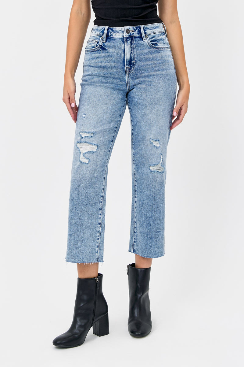 Medium Light Knee Cropped Wide Jean