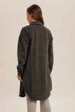 Fleece Contrast Long Button Shacket