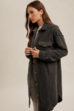 Fleece Contrast Long Button Shacket