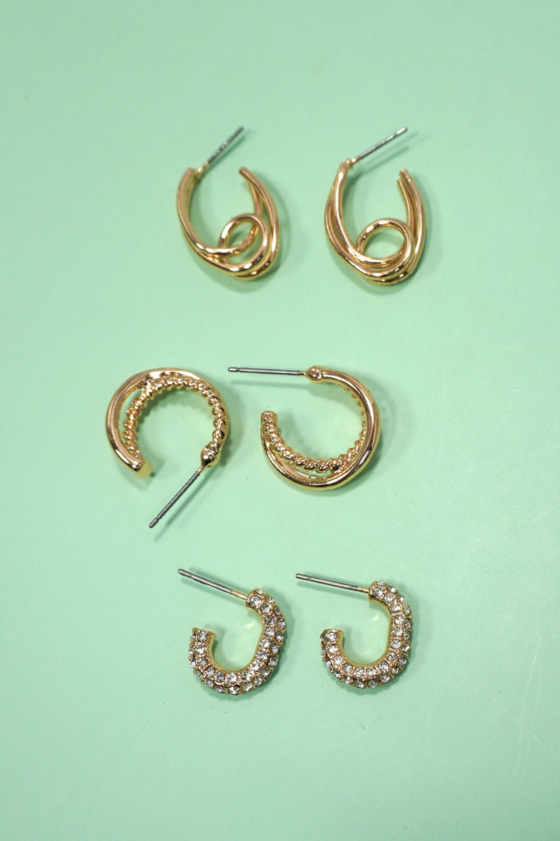 Hoop Rhinestone Titanium Post Earrings