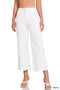 White Acid Wash Frayed Hem Pants
