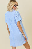 Striped Seersucker Easy Shirt Dress W/ Pockets