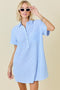 Striped Seersucker Easy Shirt Dress W/ Pockets