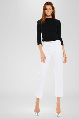 High Rise Cropped White Jeans
