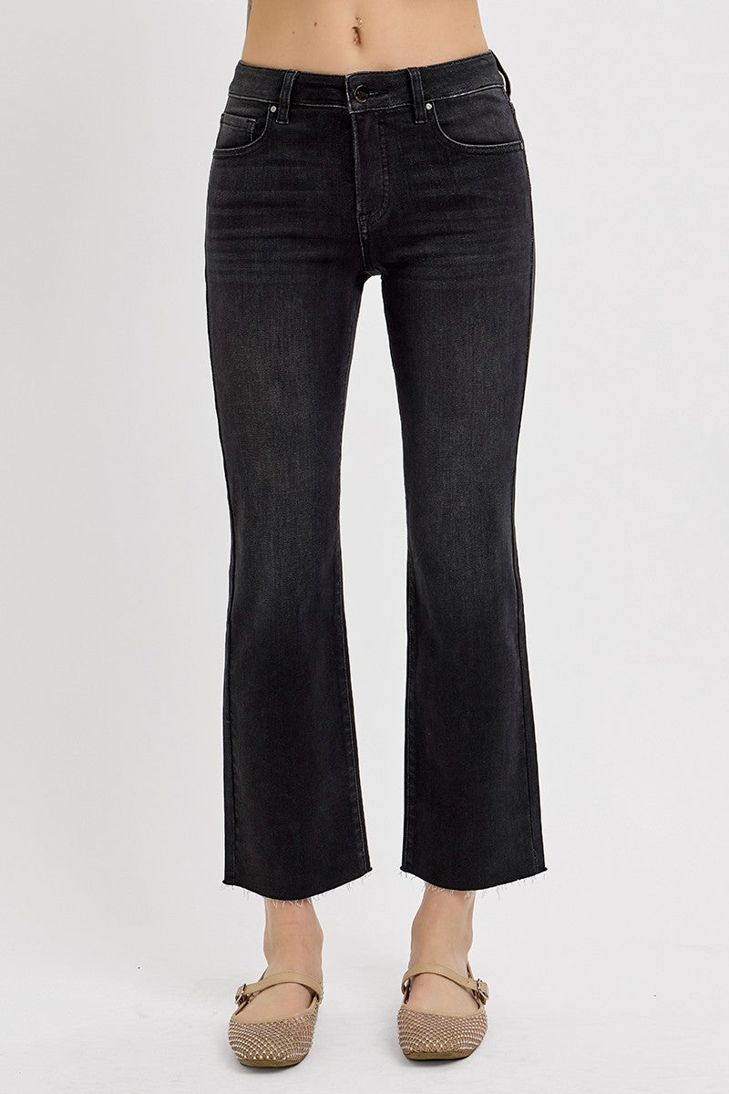 Tummy Control Mid Rise Crop Straight Jeans