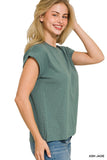 Cotton  Rolled Sleeve Tee Jade