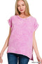 Woven Gauze Acid Wash Top