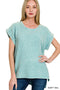 Woven Gauze Acid Washed Top Teal