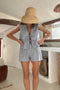 Gingham Two-piece Tie-front Shorts Set