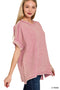 Acid Washed Double Gauze Top  Light Rose