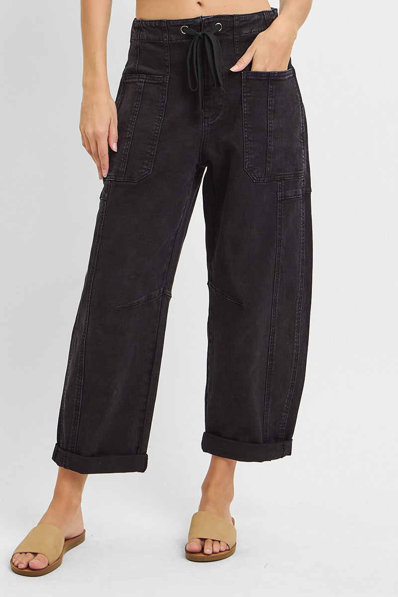 Crop Wide Barrel Cargo Pocket Pants