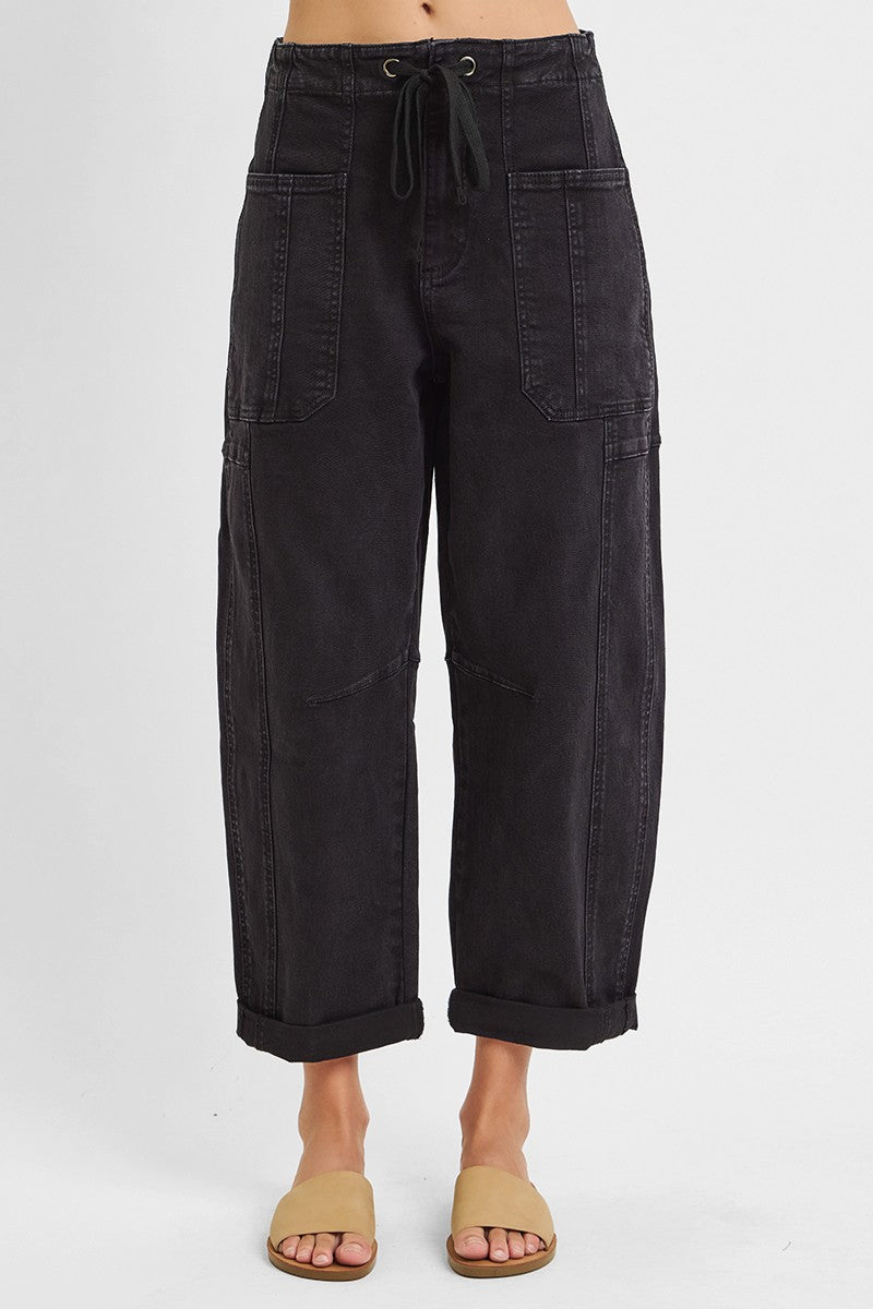 Crop Wide Barrel Cargo Pocket Pants