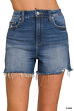Distressed Hem Denim Shorts
