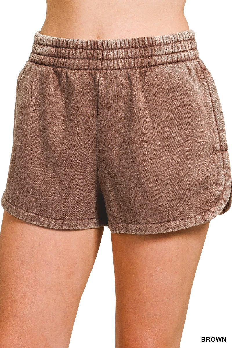 Acid Washed Shorts Brown
