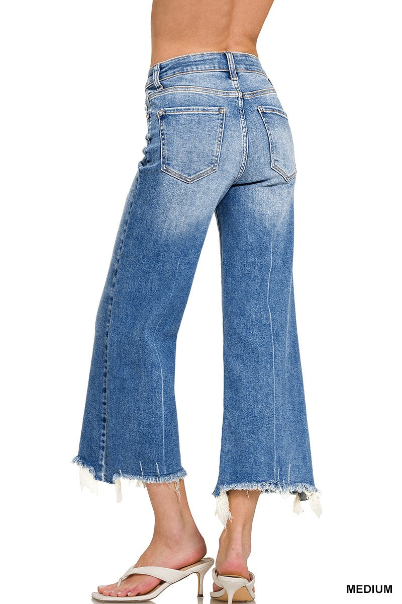 Mid Rise Raw Hem Medium Jean