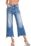 Mid Rise Raw Hem Medium Jean