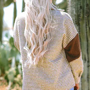 Houndstooth Contrast Patchwork Loose Shacket