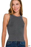 Ribbed Washed Seamless Tank Black